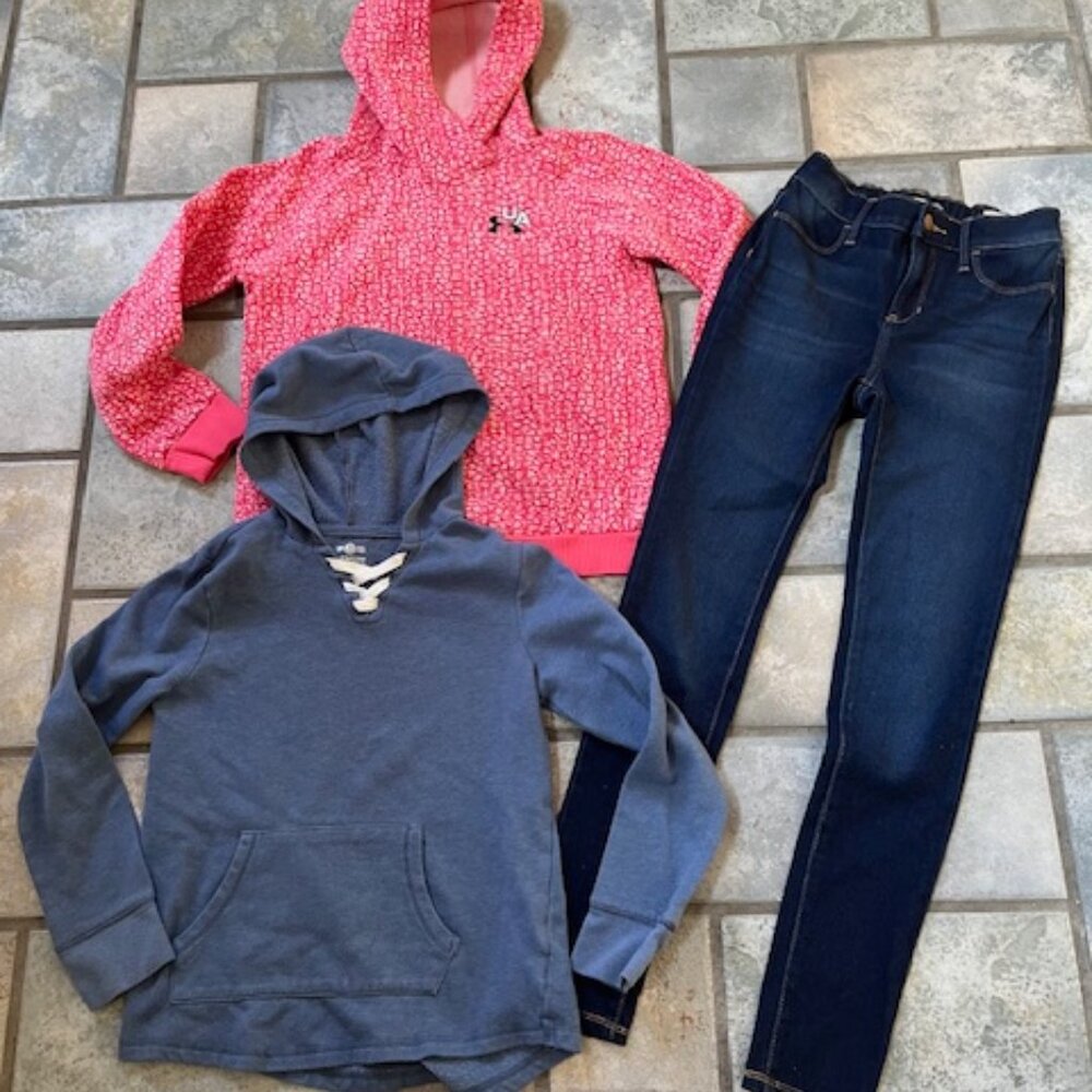 Sz 12/14 Girls Lot Hoodies & Jeggings
